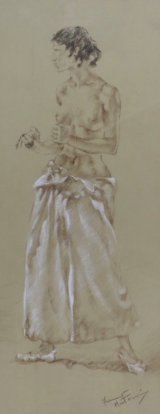 Franco Matania (1922-2006), pastel, Study of a standing woman, signed, 50 x 20cm